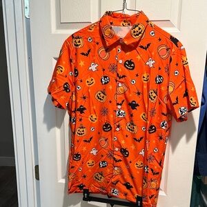 Halloween Themed Orange Button Down Shirt